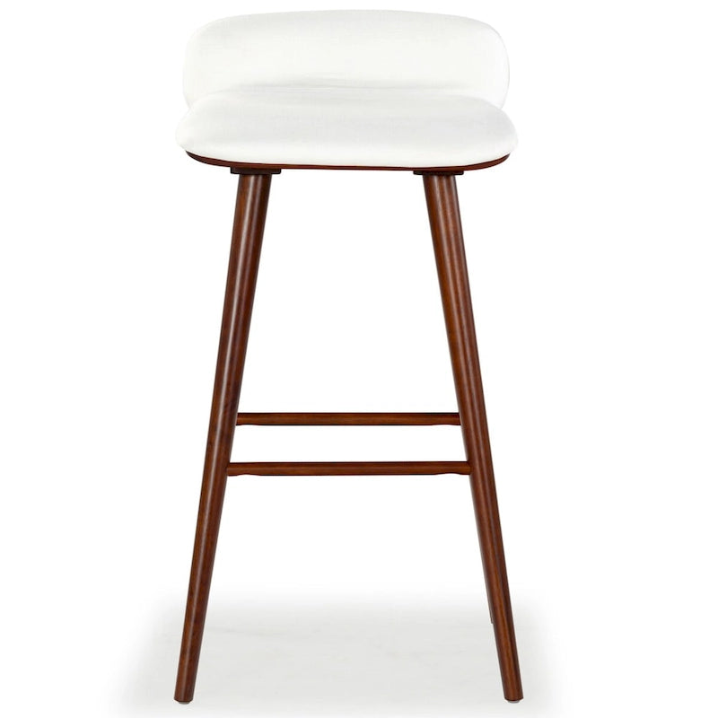 Tabouret de comptoir en cuir de 71 cm avec base en bois de noyer