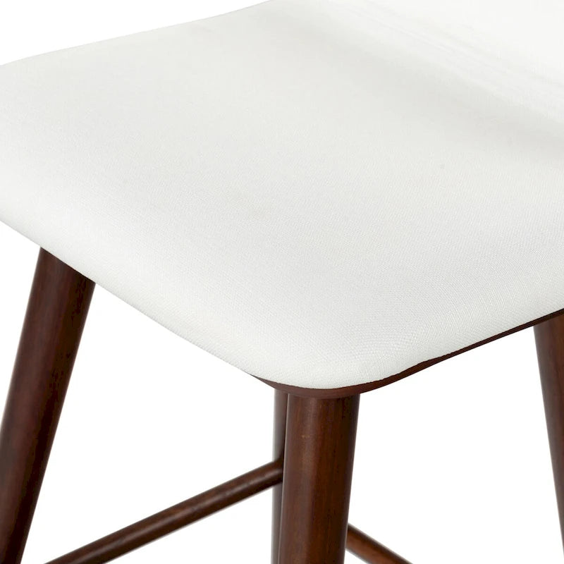 Tabouret de comptoir en cuir de 71 cm avec base en bois de noyer