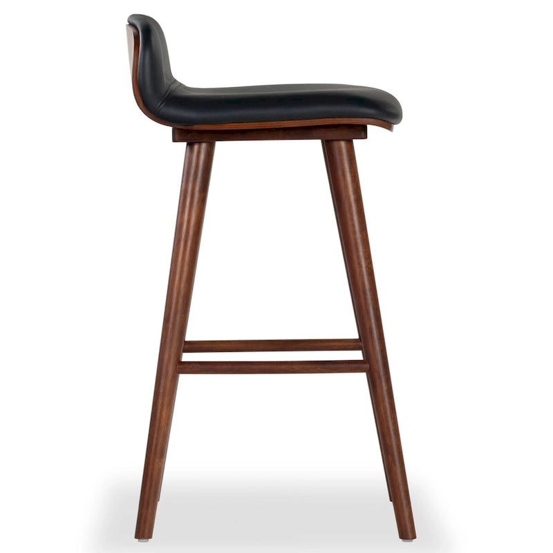 Tabouret de comptoir en cuir de 71 cm avec base en bois de noyer