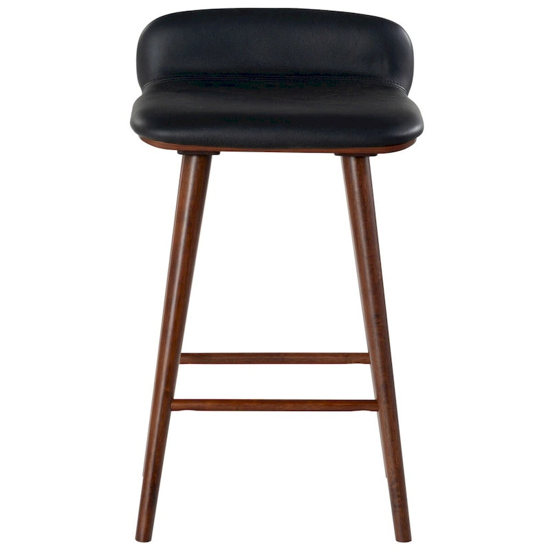 Tabouret de comptoir en cuir de 71 cm avec base en bois de noyer