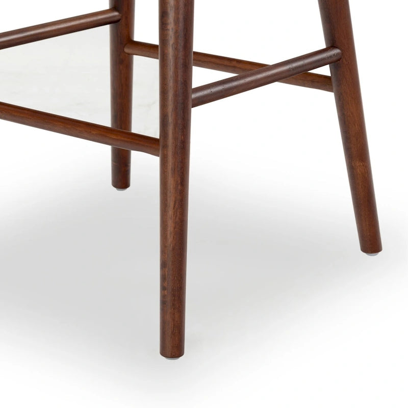 Tabouret de comptoir en cuir de 71 cm avec base en bois de noyer