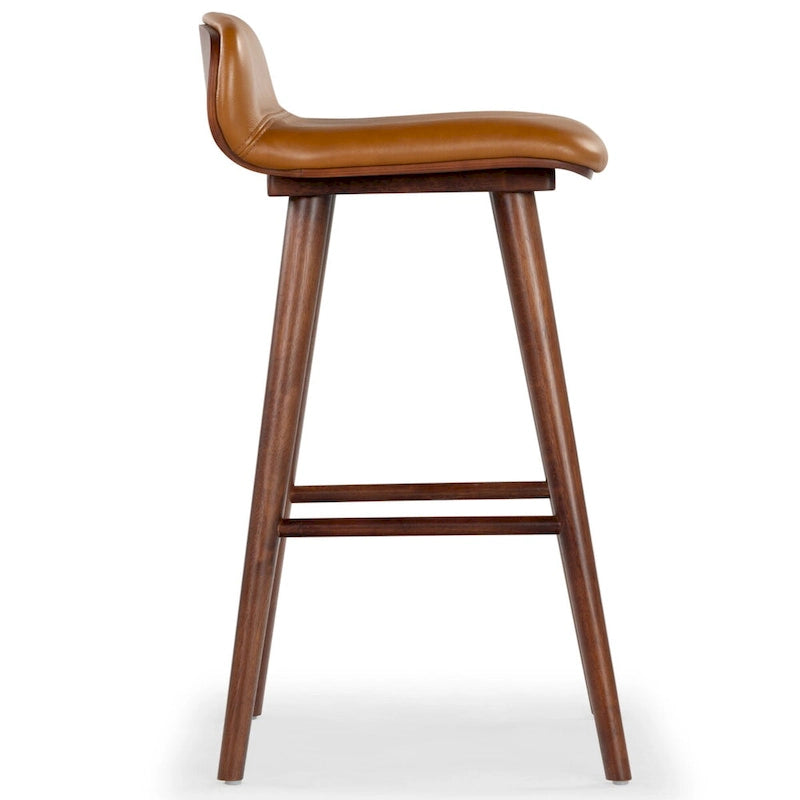 Tabouret de comptoir en cuir de 71 cm avec base en bois de noyer