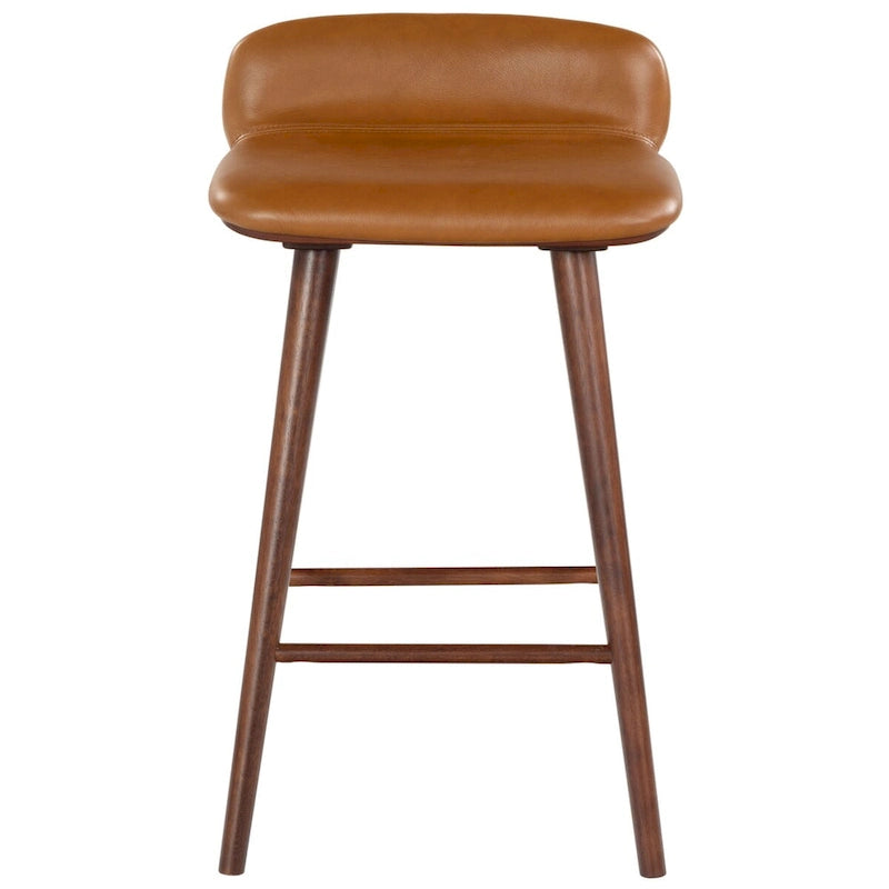 Tabouret de comptoir en cuir de 71 cm avec base en bois de noyer