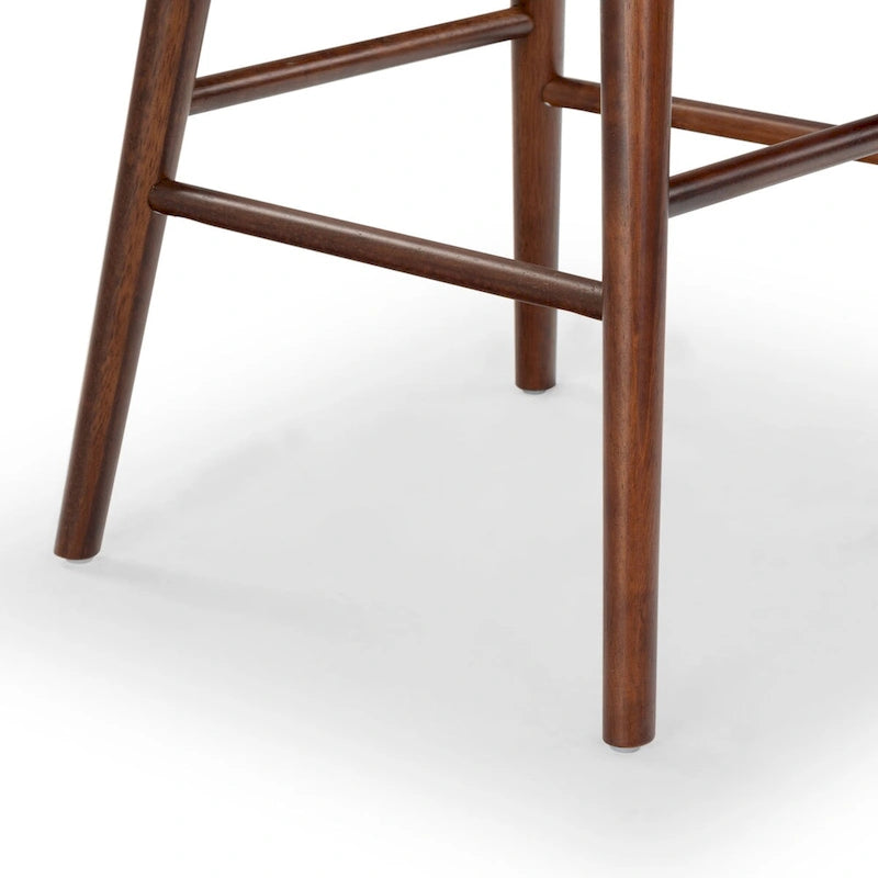 Tabouret de comptoir en cuir de 71 cm avec base en bois de noyer