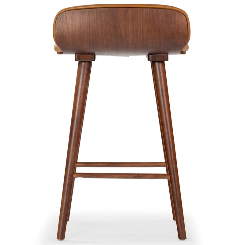 Tabouret de comptoir en cuir de 71 cm avec base en bois de noyer